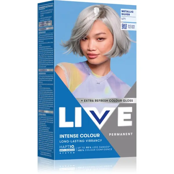 Schwarzkopf Schwarzkopf LIVE Intense Colour trajna boja za kosu nijansa U71 Metallic Silver 1 kom
