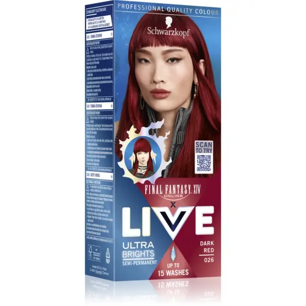 Schwarzkopf Schwarzkopf LIVE Ultra Brights or Pastel polutrajna boja za kosu nijansa 026 Dark Red 1 kom