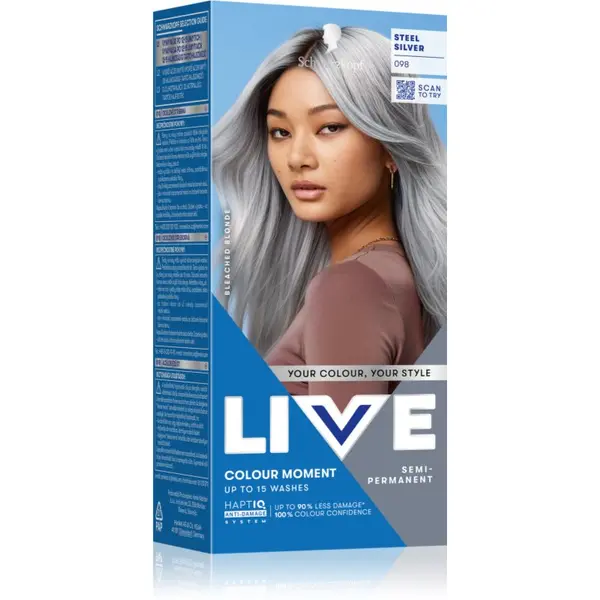 Schwarzkopf Schwarzkopf LIVE Ultra Brights or Pastel polutrajna boja za kosu nijansa 98 Steel Silver 1 kom