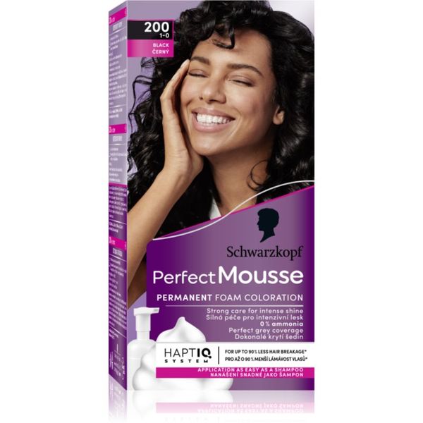 Schwarzkopf Schwarzkopf Perfect Mousse trajna boja za kosu nijansa 200 Black 1 kom