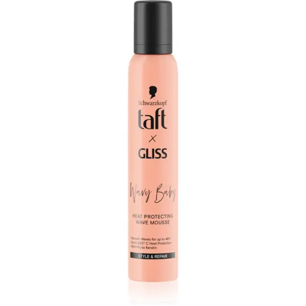Schwarzkopf Schwarzkopf Taft x Gliss pjena za volumen i oblik kose za zaštitu od toplinskog oblikovanja za valovitu i kovrčavu kosu 200 ml