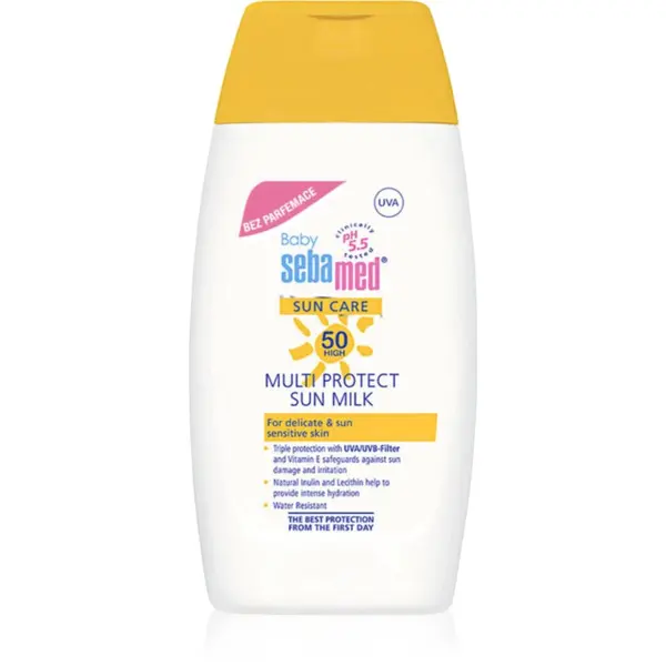 Sebamed Sebamed Sun Care Baby Multi Protect Sun Milk zaštitno dječje mlijeko za sunčanje SPF 50+ bez mirisa 200 ml