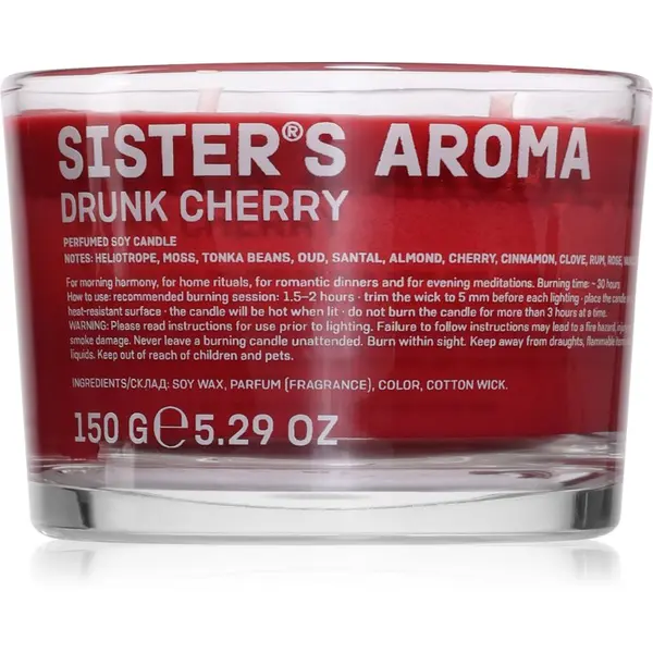 Sister's Aroma Sister's Aroma Drunk Cherry mirisna svijeća 150 g