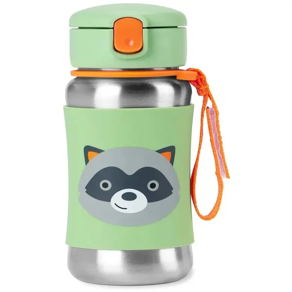 Skip Hop Skip Hop Spark Style Straw Bottle boca za vodu od nehrđajućeg čelika sa slamkom Racoon 12 m+ 350 ml