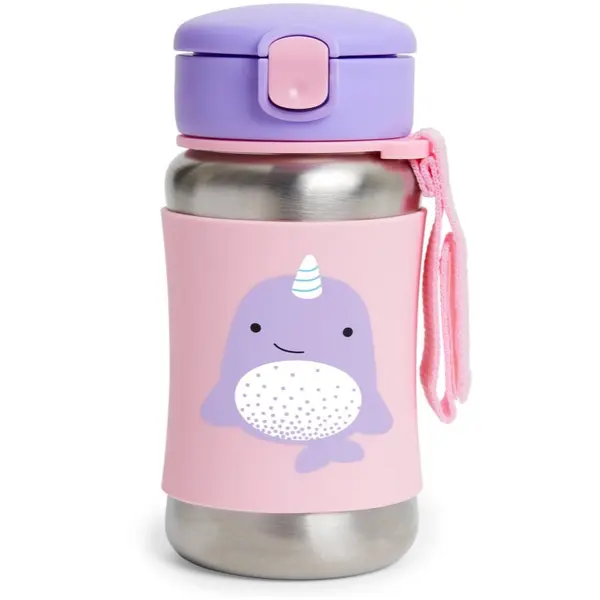 Skip Hop Skip Hop Zoo Straw Bottle boca za vodu od nehrđajućeg čelika sa slamkom Narval 12 m+ 350 ml
