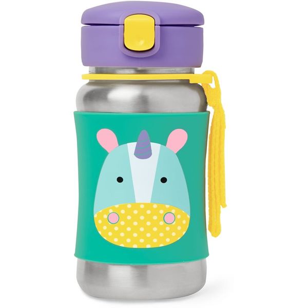 Skip Hop Skip Hop Zoo Straw Bottle boca za vodu od nehrđajućeg čelika sa slamkom Unicorn 12 m+ 350 ml