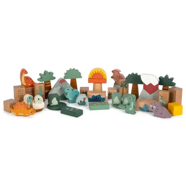 Small foot Small foot Wooden Building Blocks Dino aktivna igračka od drva 12 m+ 34 kom
