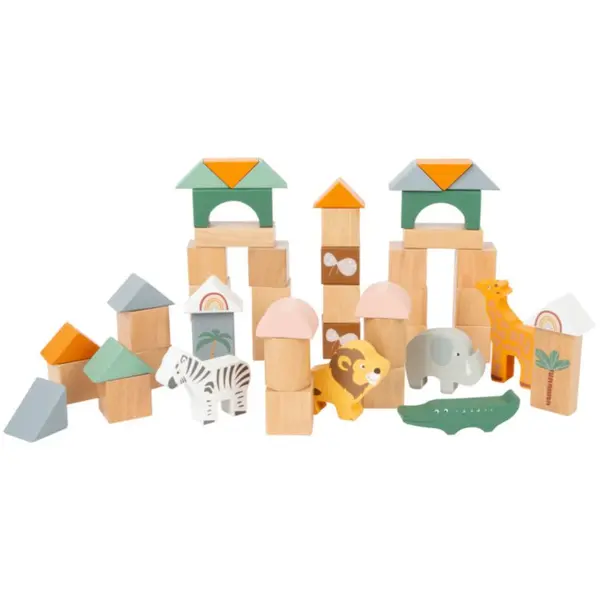 Small foot Small foot Wooden Building Blocks Safari aktivna igračka od drva 12 m+ 50 kom