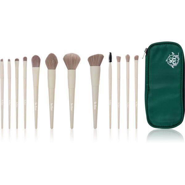 So Eco So Eco Flawless 12 Piece Brush & Bag Set Complexion Sponge Set kistova s torbicom
