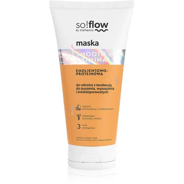 so!flow so!flow Frizzy and Dry Hair Protein-Emollient Mask maska za zaglađivanje anti-frizzy 200 ml