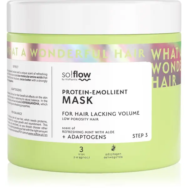 so!flow so!flow Low Porosity Hair Protein-Emollient Mask maska za kosu bez volumena 400 ml