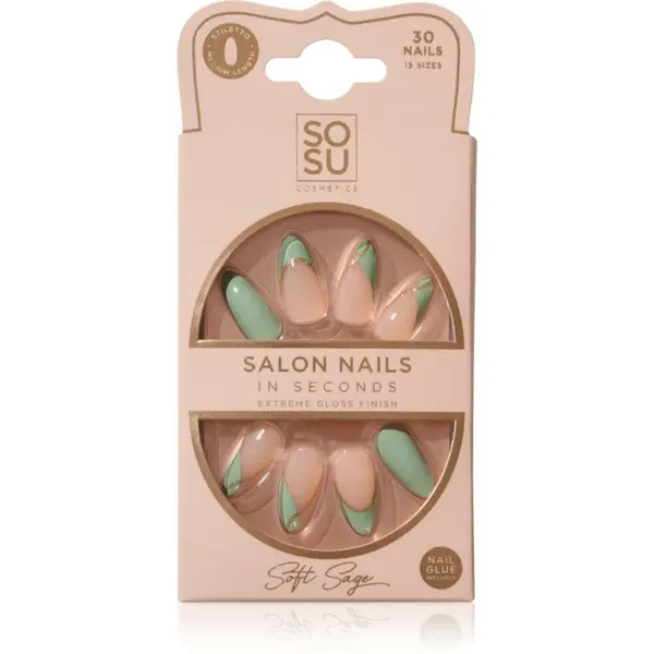 SOSU Cosmetics SOSU Cosmetics Salon Nails Umjetni nokti nijansa Soft Sage 30 kom