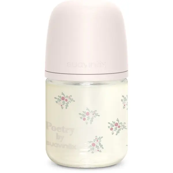 Suavinex Suavinex Poetry SX Pro Physiological S staklena bočica za bebe 0 m+ Slow Flow - Pink 120 ml