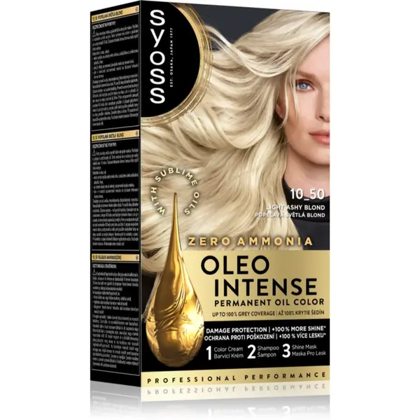 Syoss Syoss Oleo Intense trajna boja za kosu s uljem nijansa 10-50 Light Ashy Blond 1 kom