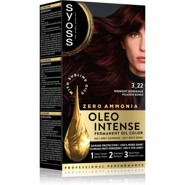 Syoss Syoss Oleo Intense trajna boja za kosu s uljem nijansa 3-22 Midnight Bordeaux 1 kom