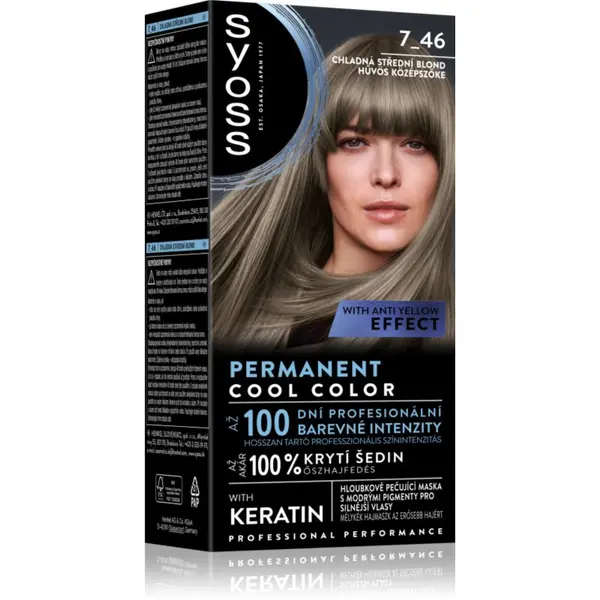Syoss Syoss Permanent Cool Color trajna boja za kosu s hladnim podtonom nijansa 7_46 Cool Medium Blond 1 kom
