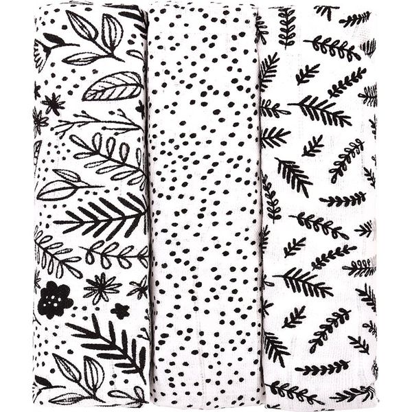 T-Tomi T-TOMI TETRA Black Flowers platnene pelene 70x70 cm 3 kom