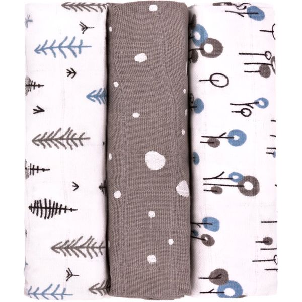 T-Tomi T-TOMI TETRA Grey Trees platnene pelene 70x70 cm 3 kom