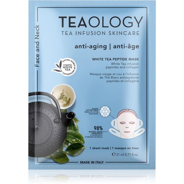 Teaology Teaology White Tea Peptide Mask Sheet maska za intenzivno zatezanje i posvjetljivanje kože lica 21 ml