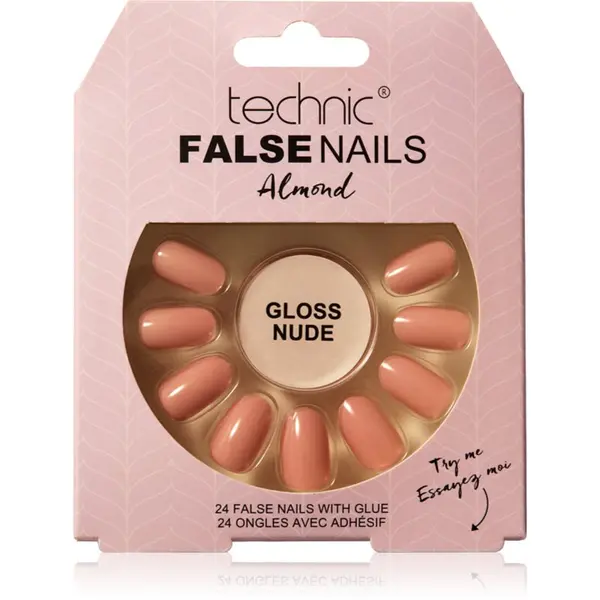 Technic Cosmetics Technic Cosmetics False Nails Almond Umjetni nokti Gloss Nude 24 kom