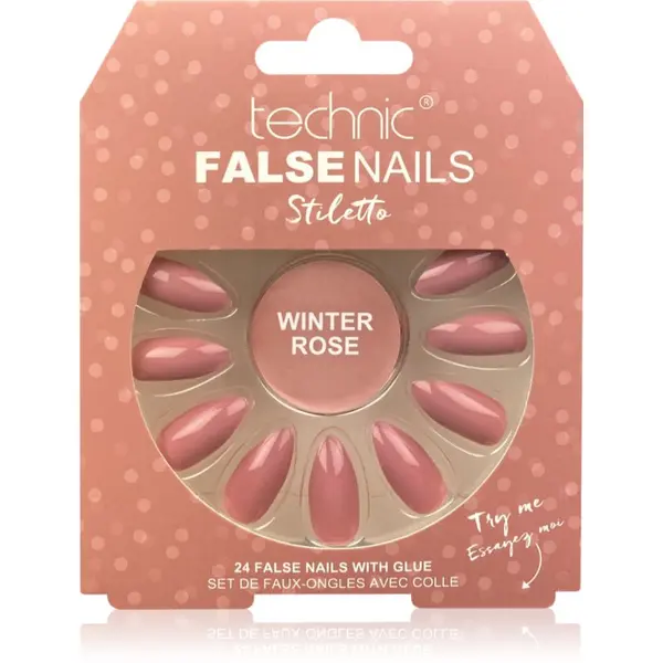 Technic Cosmetics Technic Cosmetics False Nails Stiletto Umjetni nokti Winter Rose 24 kom