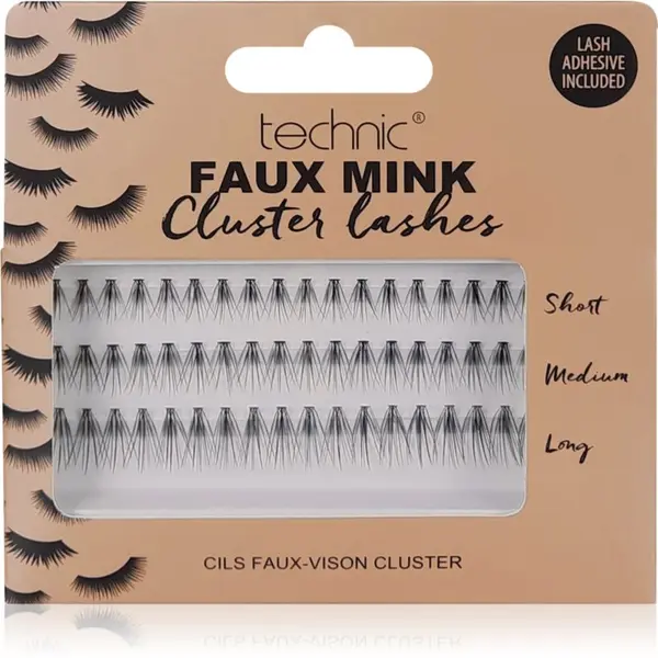 Technic Cosmetics Technic Cosmetics Faux Mink Cluster Lashes umjetne trepavice s ljepilom i aplikatorom 54 kom