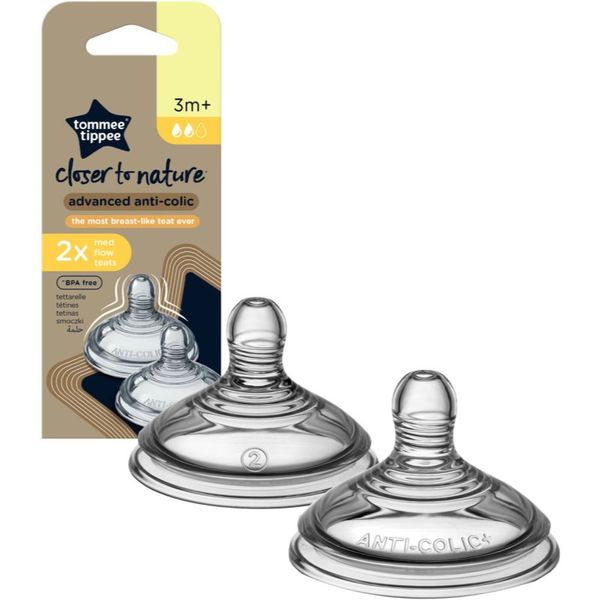 Tommee Tippee Tommee Tippee Closer To Nature Advanced Anti-colic Teat sisač za bočicu Medium Flow 3m+ 2 kom