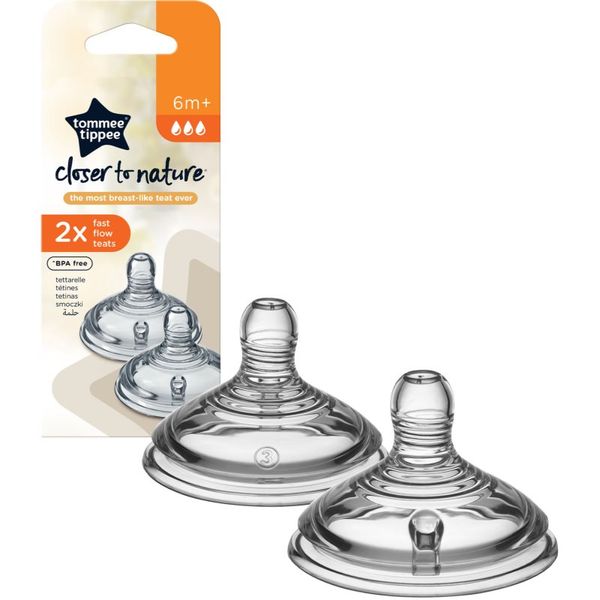 Tommee Tippee Tommee Tippee Closer To Nature Anti-colic Teat sisač za bočicu Fast Flow 6 m+ 2 kom