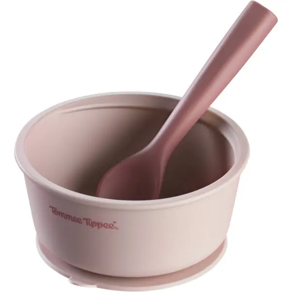 Tommee Tippee Tommee Tippee EasiStick™ Silicone Bowl & Spoon silikonska zdjelica s vakuumskim držačem 4m+ Pink 1 kom