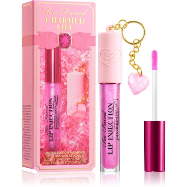 Too Faced Too Faced Charmed Life Set: Maximum Plump Lip Gloss & Key Chain dugotrajno sjajilo za usne za veći volumen nijansa Haute Pink 4 g