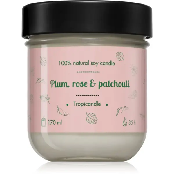 Tropicandle Tropicandle Plum, Rose & Patchouli mirisna svijeća 170 ml