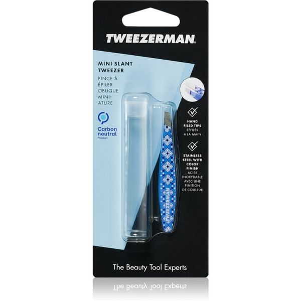 Tweezerman Tweezerman Mini Slant pinceta s kosim vrhom mini s putnom torbicom Lisbon Sea 1 kom