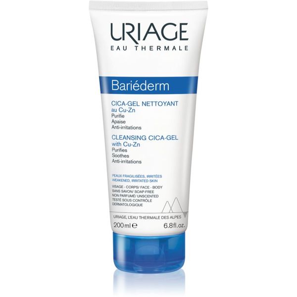 Uriage Uriage Bariéderm-CICA Cleansing Gel with Copper-Zinc umirujući gel za čišćenje za ispucalu kožu 200 ml