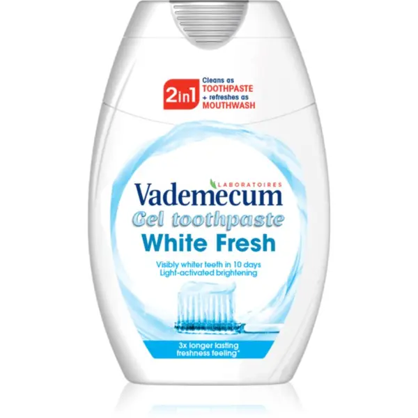 Vademecum Vademecum 2 in1 White Fresh pasta za zube i vodica za ispiranje 2 u 1 s izbjeljivajućim učinkom 75 ml