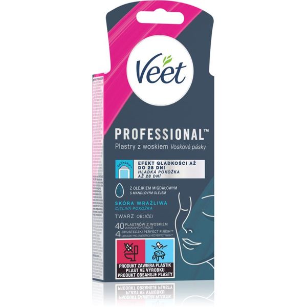 Veet Veet Professional traka s voskom za depilaciju lica za osjetljivu kožu lica 40 kom