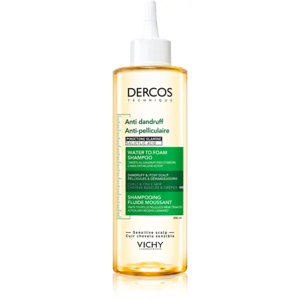 Vichy Vichy Dercos Water to Foam Shampoo šampon protiv peruti za valovitu i kovrčavu kosu 200 ml