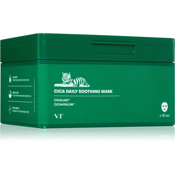 VT Cosmetics VT Cosmetics Cica Daily Soothing Mask maska za lice s intenzivnom hidratacijom s umirujućim djelovanjem veliko pakiranje 30 kom