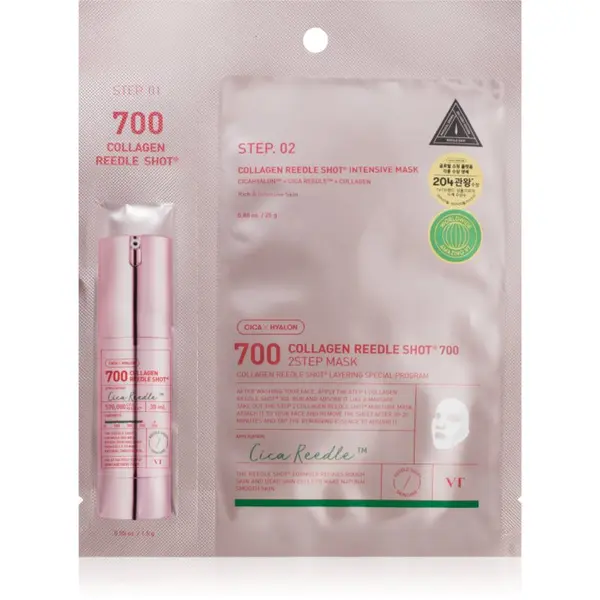 VT Cosmetics VT Cosmetics Collagen Reedle Shot 700 2-Step Mask maska za lifting i učvršćivanje za dvofaznu njegu lica 28.5 g