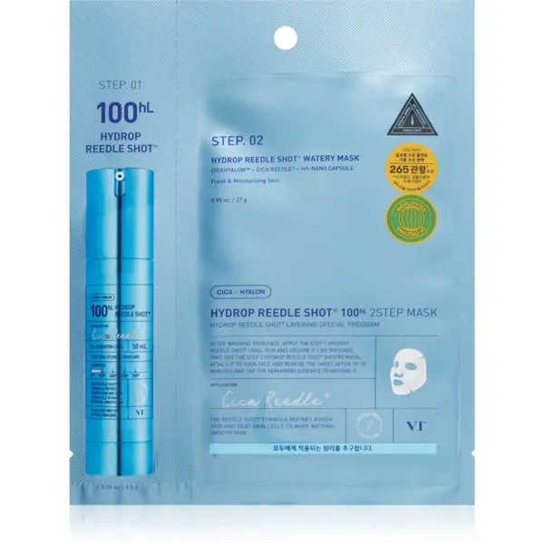 VT Cosmetics VT Cosmetics Hydrop Reedle Shot 100hL 2 Step Mask intenzivna hidratantna maska za dvofaznu njegu lica 28.5 g