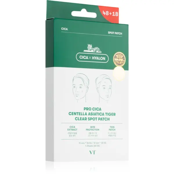 VT Cosmetics VT Cosmetics Pro Cica Centella Asiatica Tiger Clear Spot Patch flasteri za problematičnu kožu lica 66 kom
