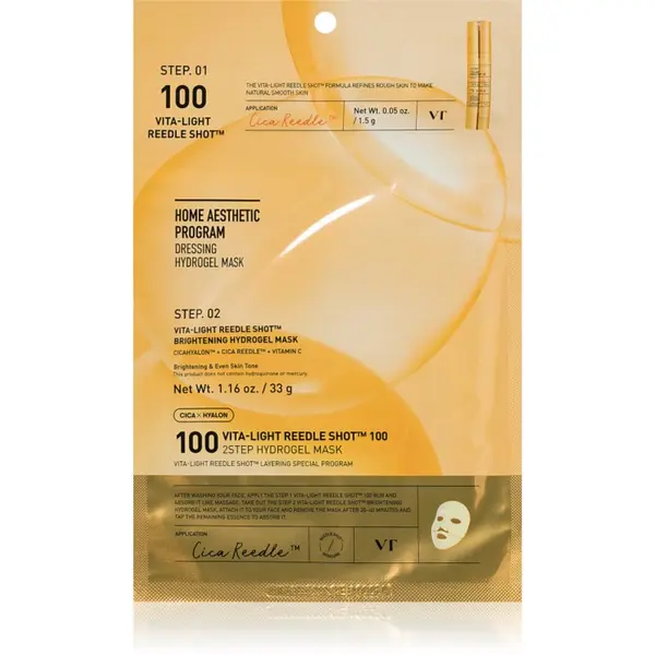 VT Cosmetics VT Cosmetics Vita-Light Reedle Shot 100 2Step Hydrogel Mask intenzivna hidrogel maska za sjaj i hidrataciju 34.5 g