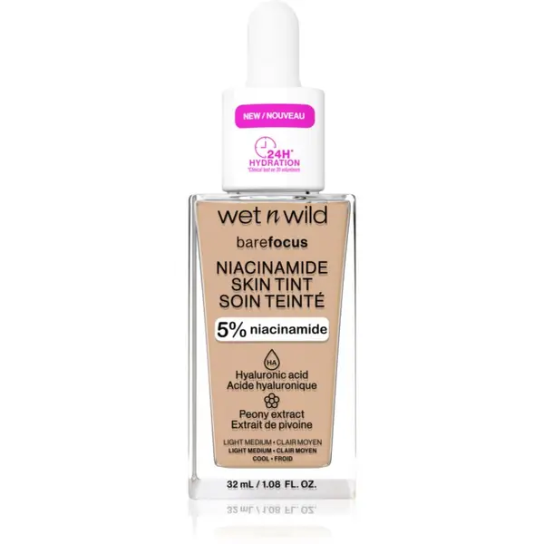 Wet n Wild Wet n Wild BareFocus Niacinamide Skin Tint blagi hidratantni make-up nijansa Light Medium (Cool) 32 ml