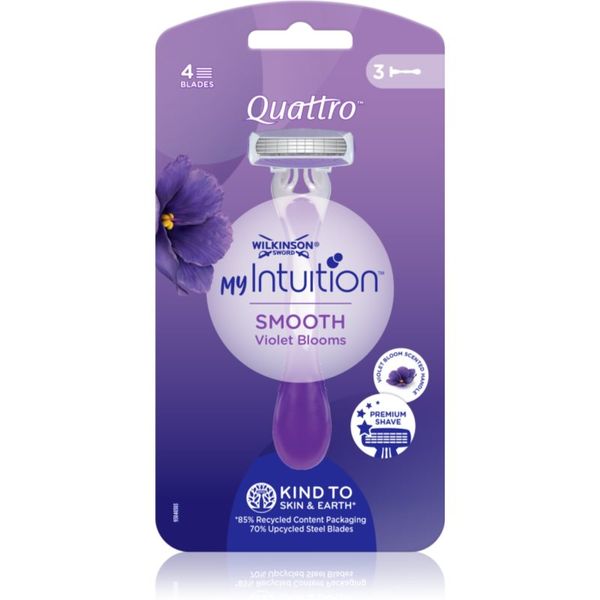 Wilkinson Sword Wilkinson Sword Quattro for Women My Intuition Smooth britvica za jednokratnu uporabu Violet Blooms 3 kom