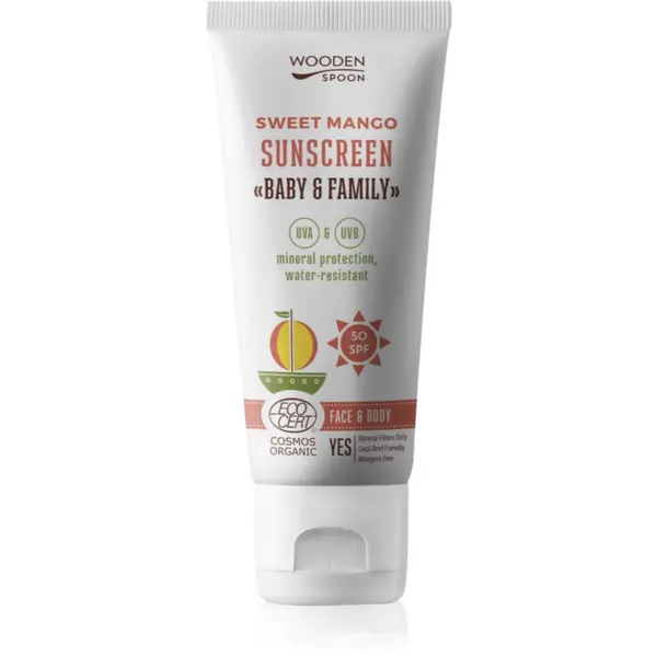 WoodenSpoon WoodenSpoon Baby & Family Sweet Mango zaštitno mlijeko za sunčanje za cijelu obitelj SPF 50 100 ml