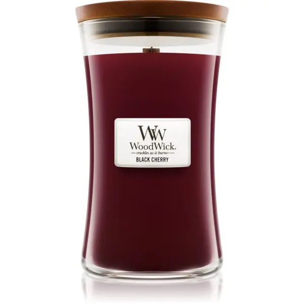 Woodwick Woodwick Black Cherry mirisna svijeća s drvenim fitiljem 609.5 g