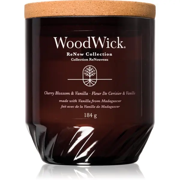Woodwick Woodwick Cherry Blossom & Vanilla mirisna svijeća s drvenim fitiljem 184 g