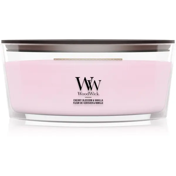 Woodwick Woodwick Cherry Blossom & Vanilla mirisna svijeća s drvenim fitiljem 453.6 g