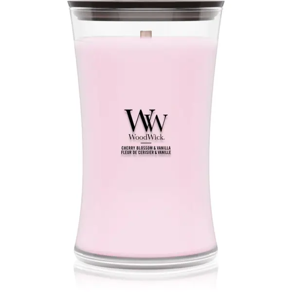 Woodwick Woodwick Cherry Blossom & Vanilla mirisna svijeća s drvenim fitiljem 610 g