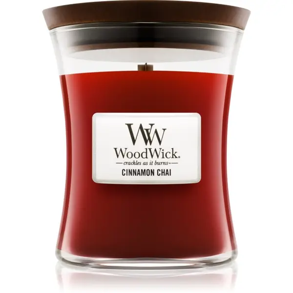 Woodwick Woodwick Cinnamon Chai mirisna svijeća s drvenim fitiljem 275 g