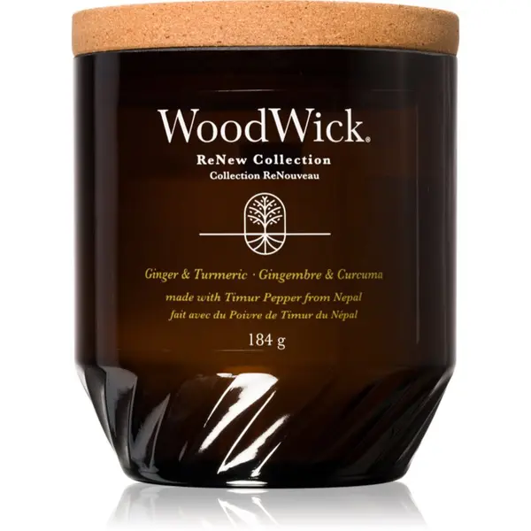 Woodwick Woodwick Ginger & Turmeric mirisna svijeća s drvenim fitiljem 184 g